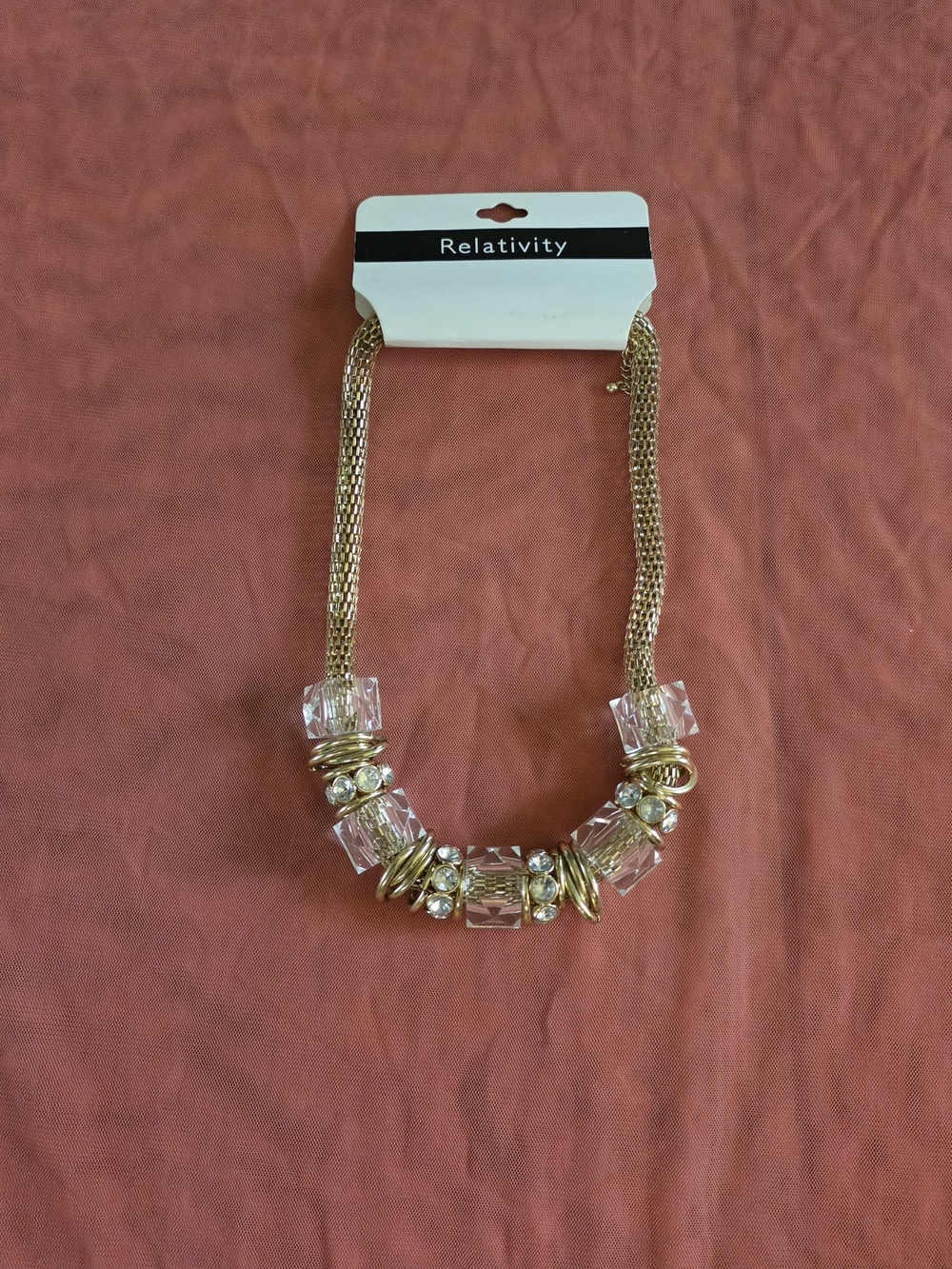 Relativity Gold-Tone Necklace with Clear Crystal Beads